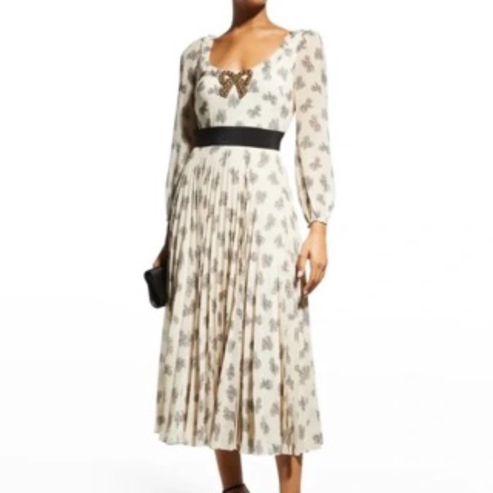 Saloni Ivory Dress with Black Embellishments